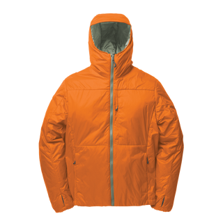 Orange jacket with a hood on a white background