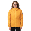 Woman wearing yellow hooded jacket